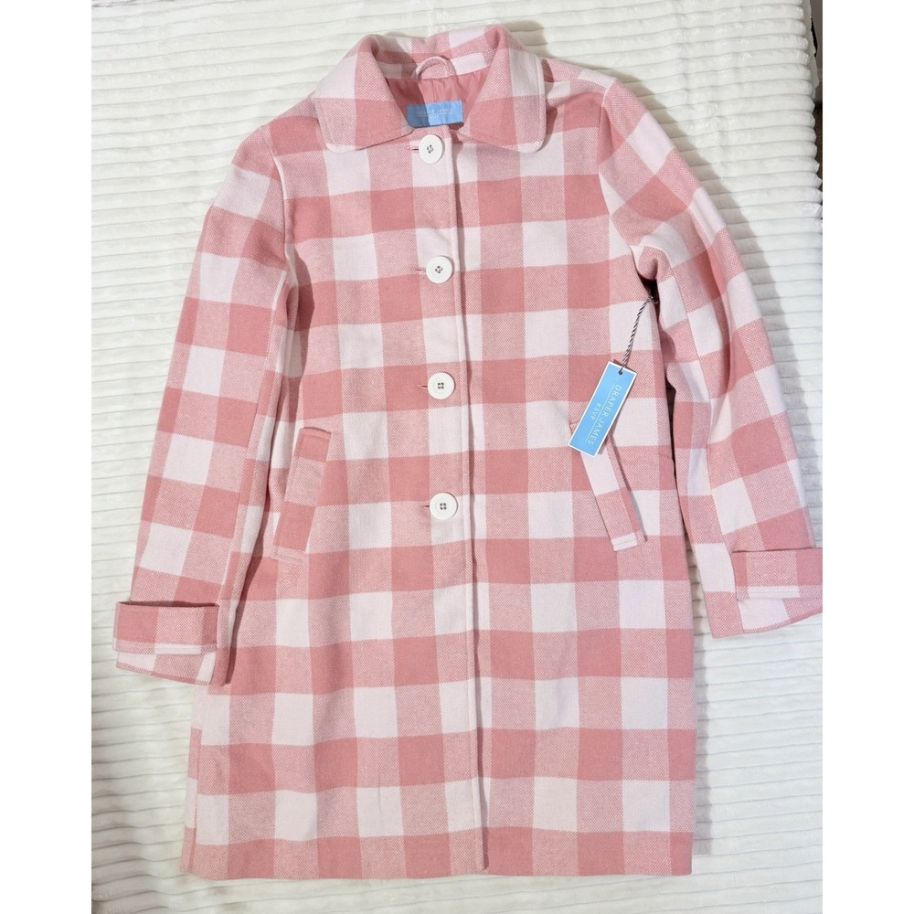 Draper James RSVP Women's M Pink/ White Gingham Plaid Lined Coat PREPPY NWT
